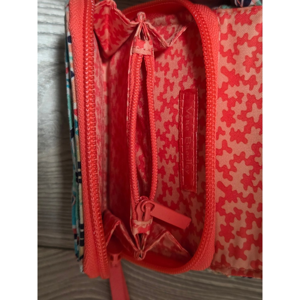 Vera Bradley Go Fish Quilted Wallet & ID Case Set Coral Teal Blue Bundle Retired - Picture 4 of 6